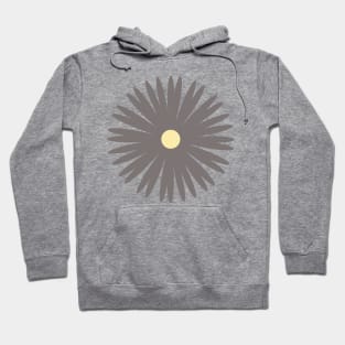 Flower 1, Minimalist Abstract Floral in Yellow and Dark Taupe Hoodie